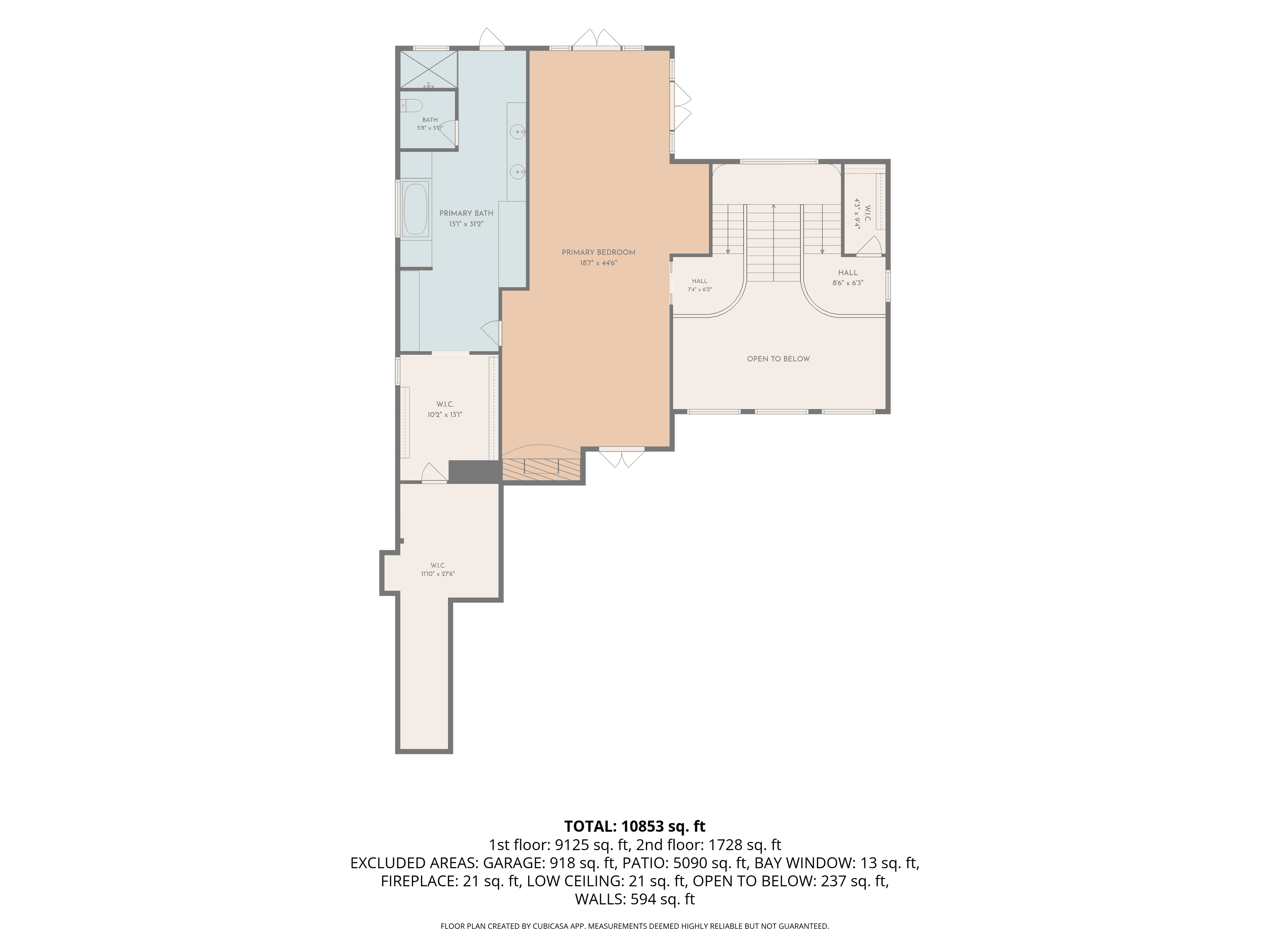 Second floor plan with dimensions
