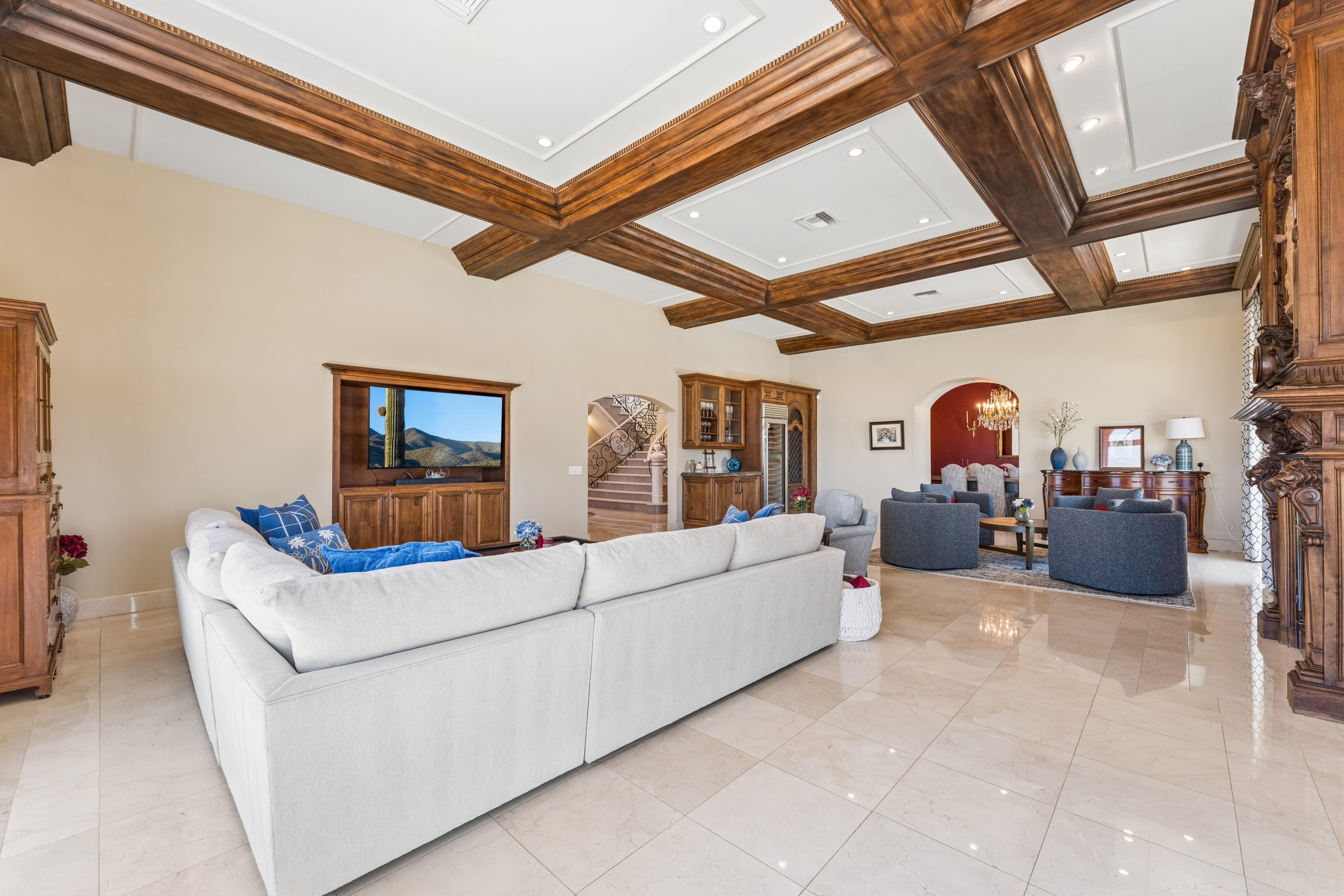 Living room looking toward foyer staircase