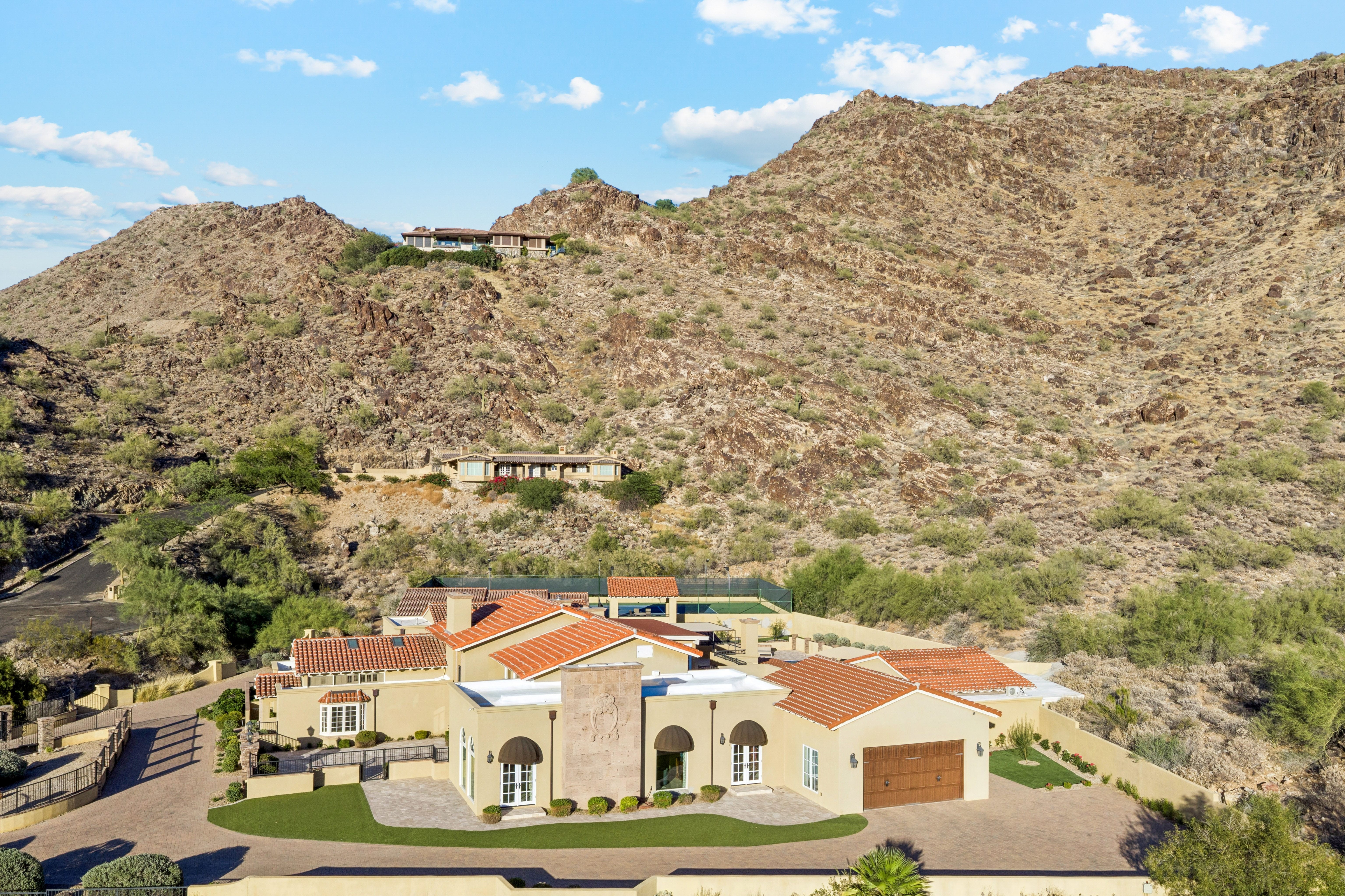 Aerial from east with canyon backdrop