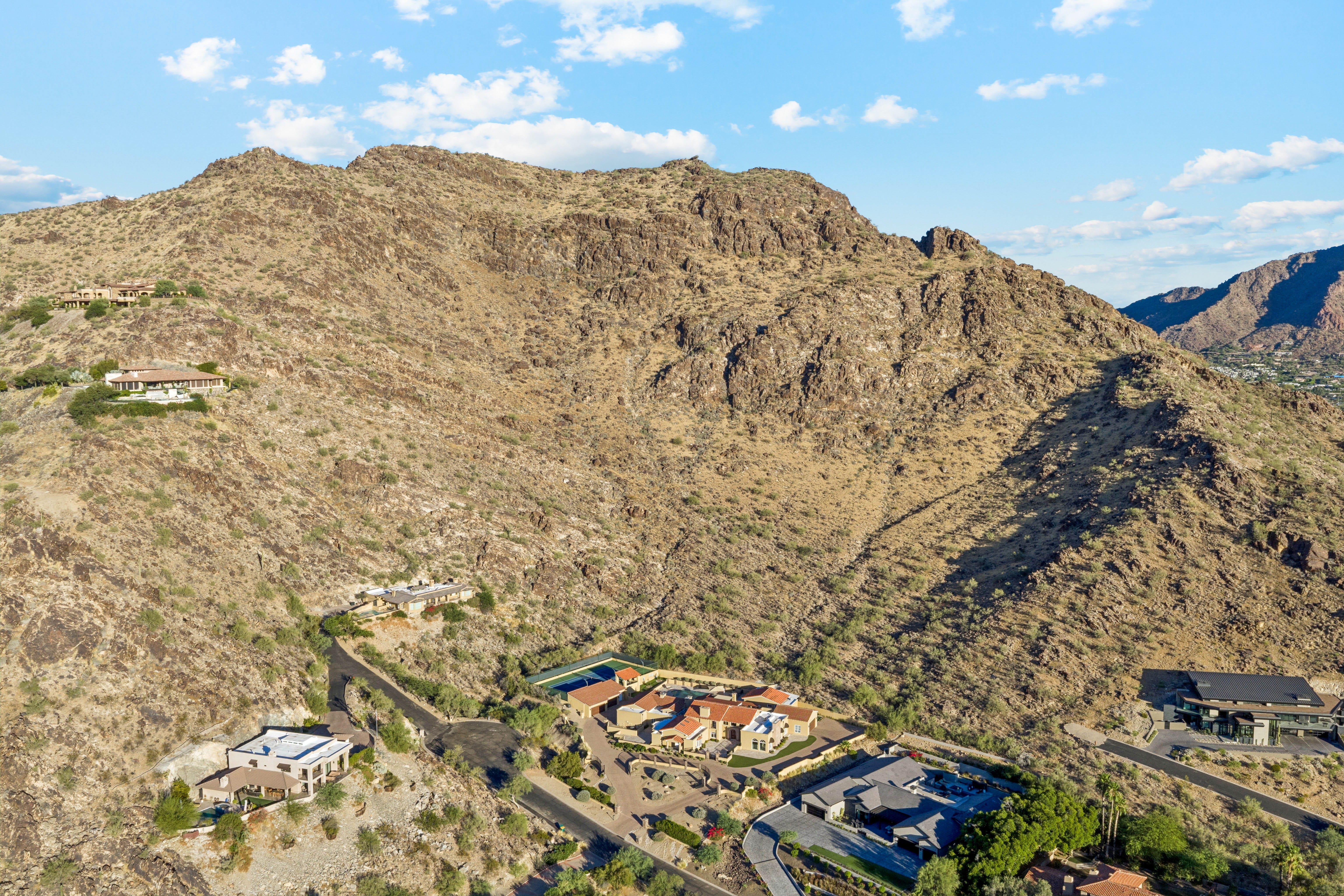 Straight-down aerial showing all structures
