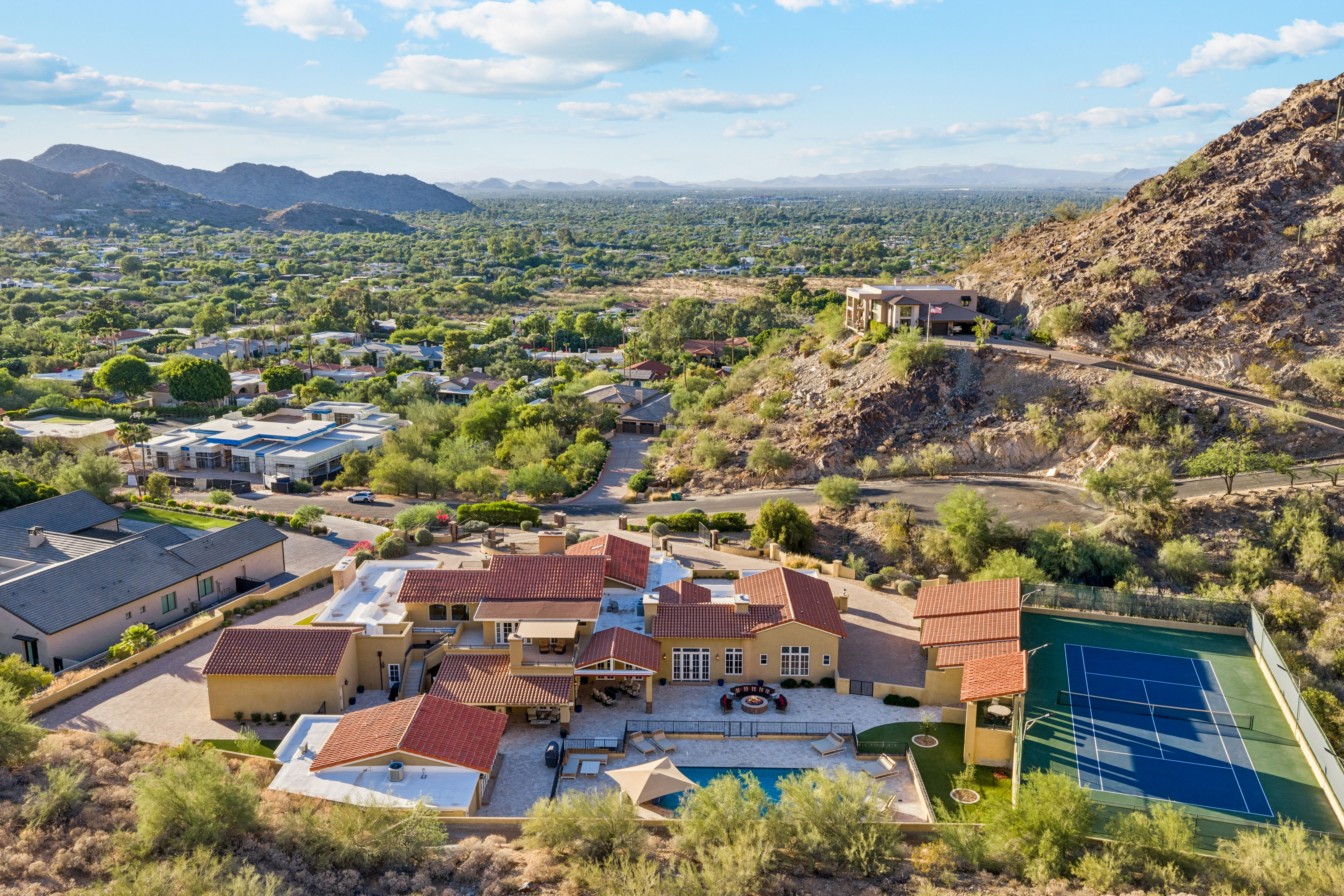 Aerial with Phoenix skyline in the distance